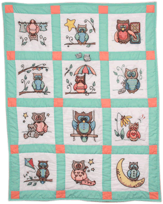 (image for) Owl infant baby quilt blocks